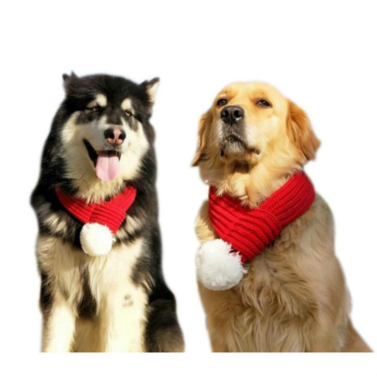 Pet Christmas Wool Scarf Medium & Large Dog Saliva Towel - Size Xxs