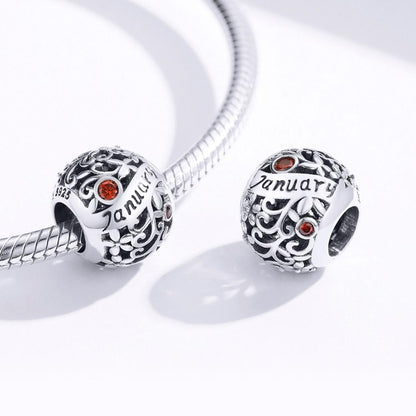 925 Sterling Silver Diy Birthstone Bracelet & Necklace Set January Style - January