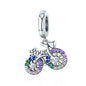 925 Sterling Silver Bicycle Pendant With Zircon Beads For Diy Bracelets Style - Pendant