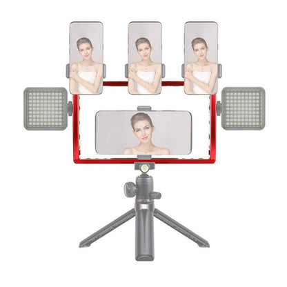 Diving Dual Handheld Grip Bracket Stabilizer Extension Phone Clamp Camera Rig Cage Underwater Case For Gopro Hero9 /8 /7 - Red