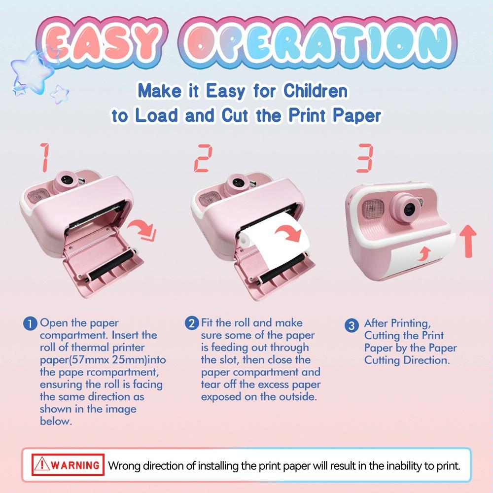 Blue Children'S Thermal Camera With Dual-Camera 1080P Hd 2400W Pixel 2.4-Inch Display - Pink