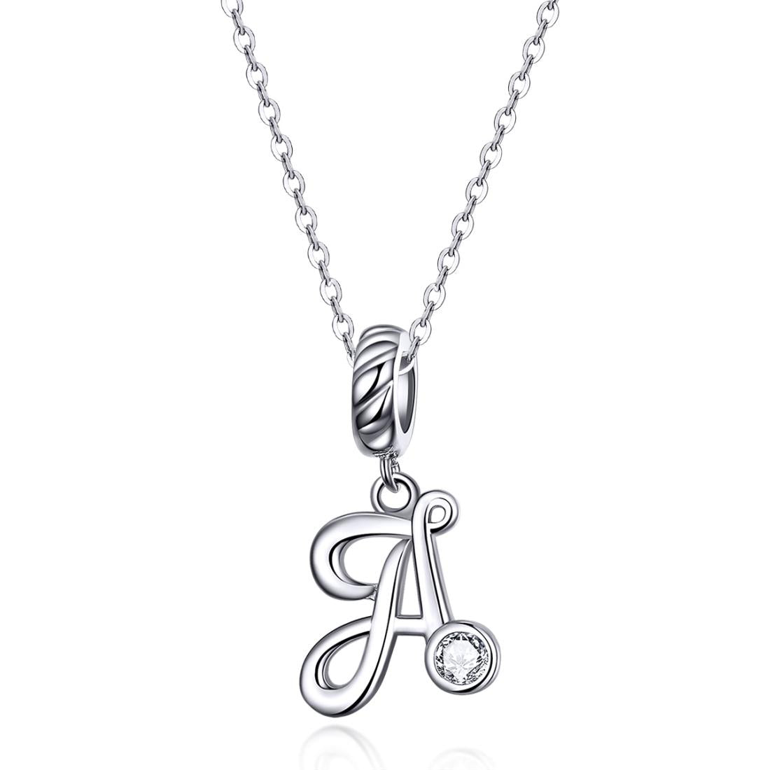 925 Sterling Silver Personalized Letter Pendant For Diy Bracelets And Necklaces Style - A