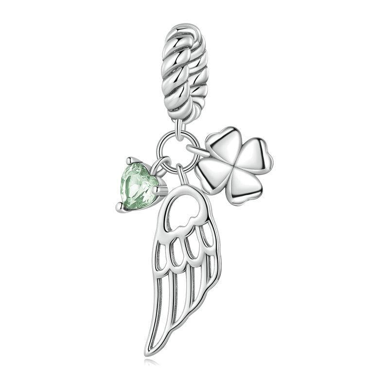 925 Sterling Silver Zircon Clover Bracelet With Hollow Wings