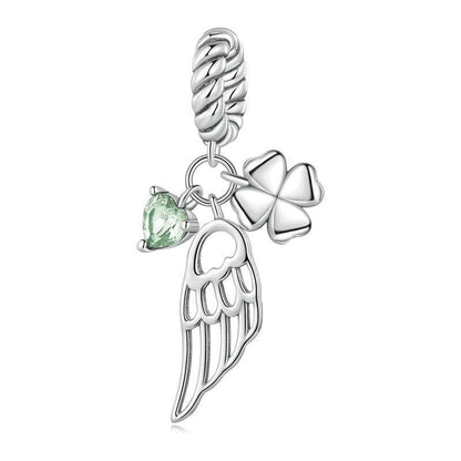 925 Sterling Silver Zircon Clover Bracelet With Hollow Wings