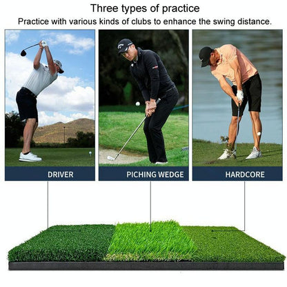 Indoor Golf Practice Pad - 3-In-1 Swing Mat For Hitting And Chipping - 30X60Cm