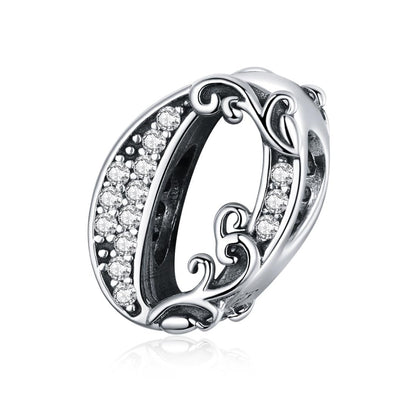 925 Sterling Silver Relief Number Series 0 9 Beads For Diy Bracelets And Necklaces Style - 0