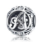 925 Sterling Silver 26 English Letter Beads For Diy Bracelets & Necklaces Style - A