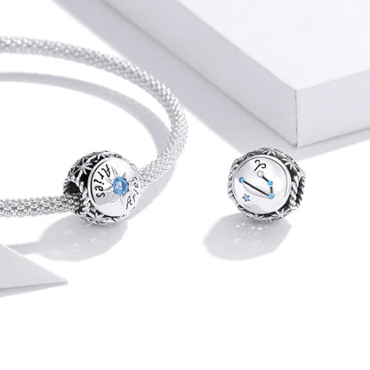 925 Sterling Silver Zodiac Zircon Bead Bracelet / Necklace Set Aries Style - Aries