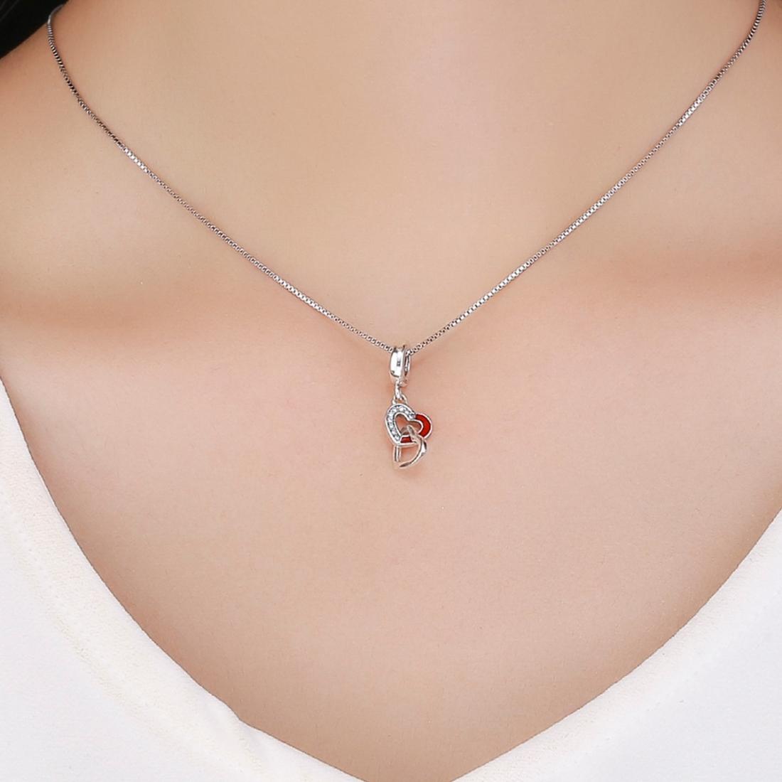 925 Sterling Silver Diy Heart Pendant With String