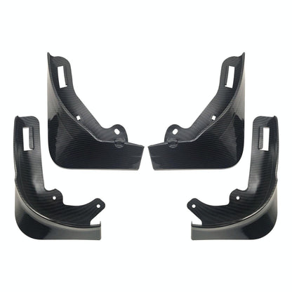 For Tesla Model Y Car Punch-Free Front And Rear Wheel Soft Rubber Fender Guard - Carbon Fiber - Matte Black