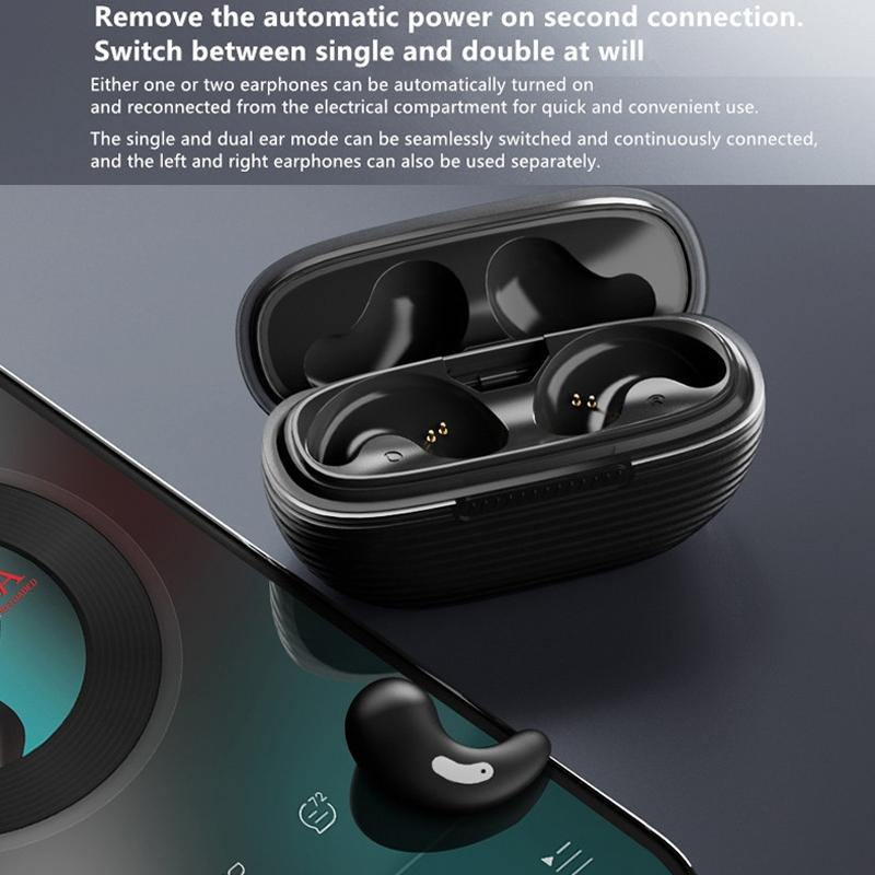 Bluetooth Earphones with Charging Case for Restful Sleep - Black Wihout Silicone Case