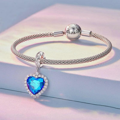 925 Sterling Silver Ocean Heart Zircon Bracelet Bsc775