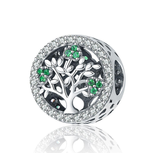 925 Sterling Silver Tree Of Life Diamond Pendant Bead Accessory Style - Bead