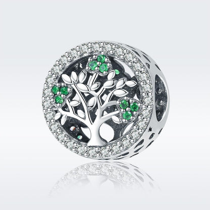 925 Sterling Silver Tree Of Life Diamond Pendant Bead Accessory Style - Bead