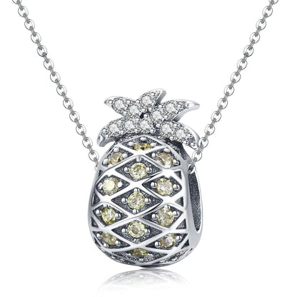 925 Sterling Silver Summer Pineapple Beads For Bracelet Or Necklace Diy Style - Bead