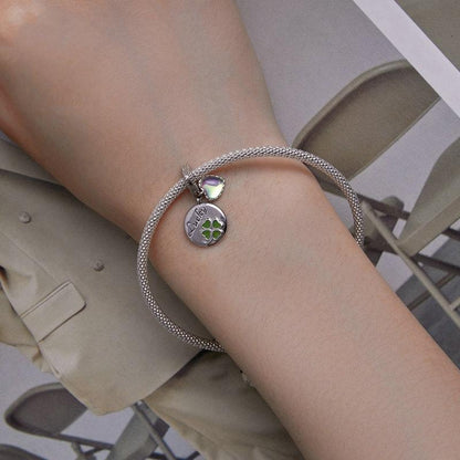 925 Sterling Silver Gold Plated Heart Clover Bracelet Pendant