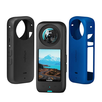 Amagisn Silicone Protective Cover for Insta360 X3 Body - Body+Lens Case (Black)