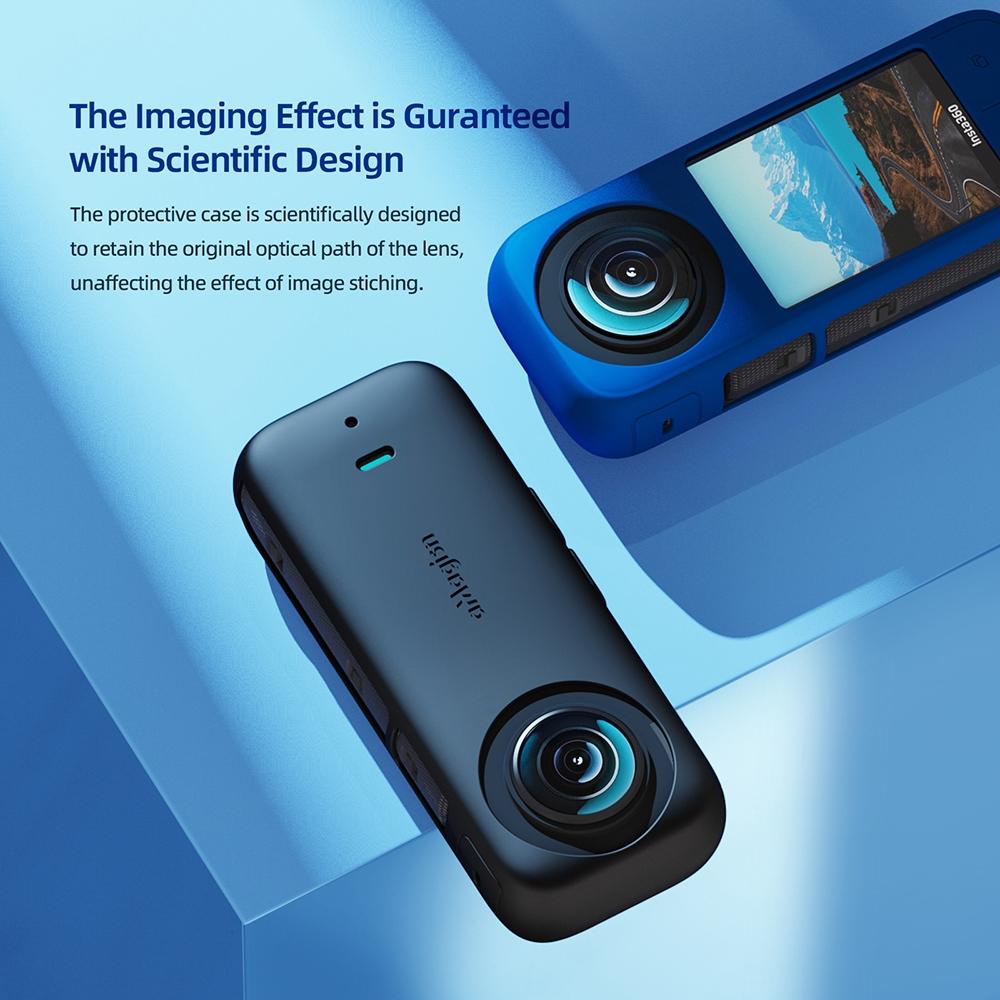 Amagisn Silicone Protective Cover for Insta360 X3 Body - Body+Lens Case (Black)