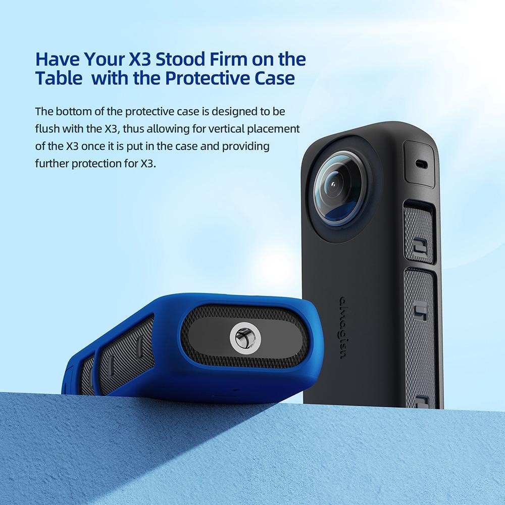 Amagisn Silicone Protective Cover for Insta360 X3 Body - Body+Lens Case (Black)