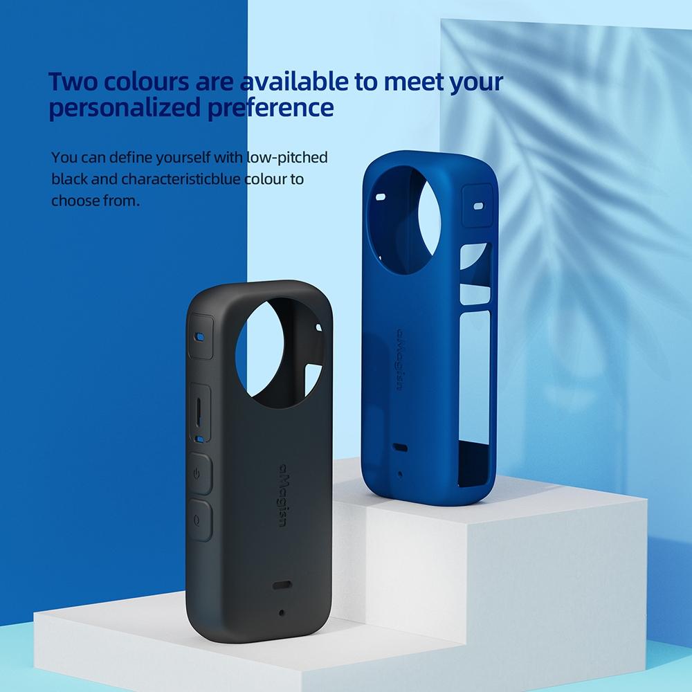 Amagisn Silicone Protective Cover for Insta360 X3 Body - Body+Lens Case (Black)