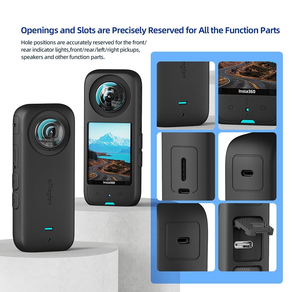 Amagisn Silicone Protective Cover for Insta360 X3 Body - Body+Lens Case (Black)