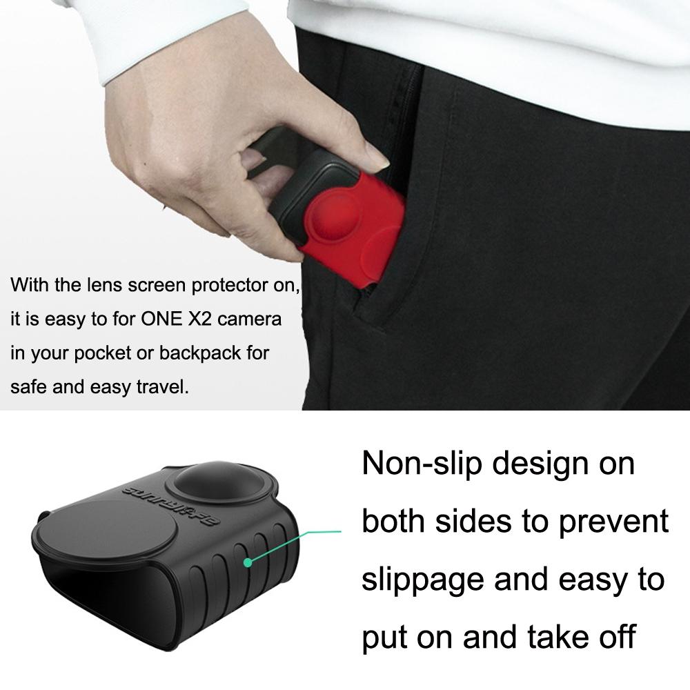 Silicone Protective Case For Insta360 One X2 With Red Lens Screen