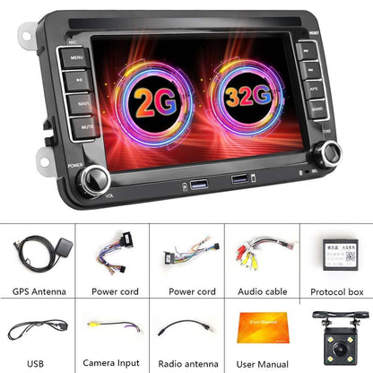 7 Inch Android Car Multimedia Player With Navigation & Bluetooth 2 + 32G - Standard + 4Lights Camera - Fits Volkswagen