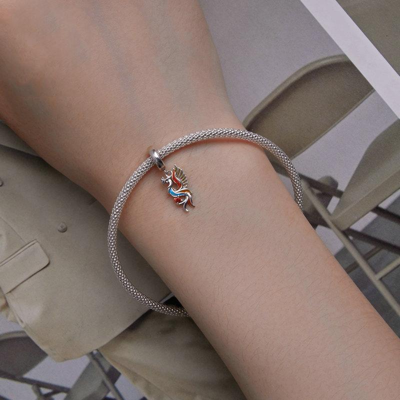 925 Sterling Silver Phoenix Bracelet With Zircon Pendant