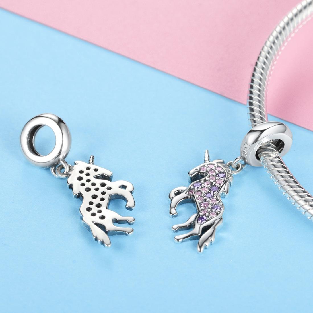 925 Sterling Silver Diy Unicorn Beaded Bracelet & Necklace Set Pendant Beads Style - Bead
