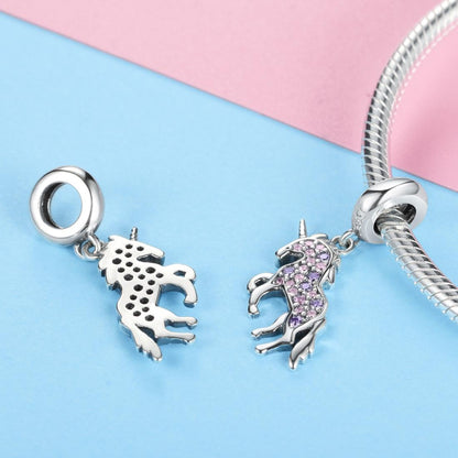 925 Sterling Silver Diy Unicorn Beaded Bracelet & Necklace Set Pendant Beads Style - Bead