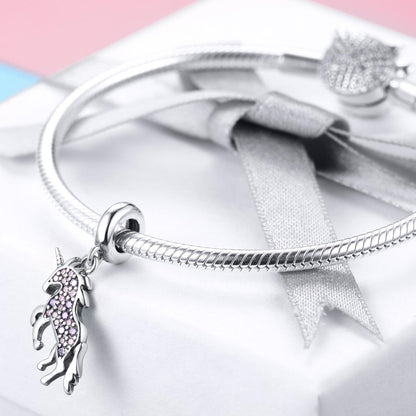 925 Sterling Silver Diy Unicorn Beaded Bracelet & Necklace Set Pendant Beads Style - Bead