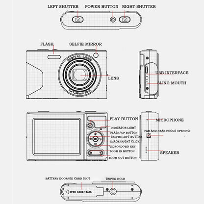 Retro 4K Digital Camera With 2.7 Lcd Screen - 30W Standard White