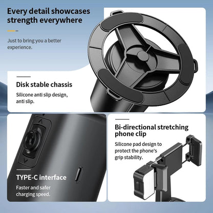 Auto Tracking Gimbal Stabilizer with Fill Light and Selfie Stick - 360 Degree Rotation - A200 Set 1