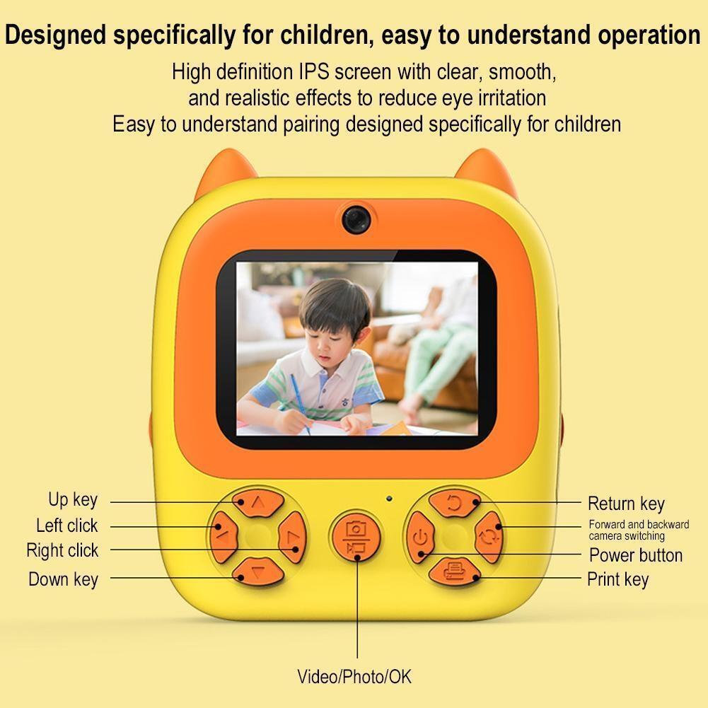 Instant Print Camera with Dual Lens - 2.8 Screen for Kids Blue - Pink