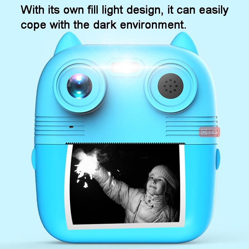 Instant Print Camera with Dual Lens - 2.8 Screen for Kids Blue - Pink