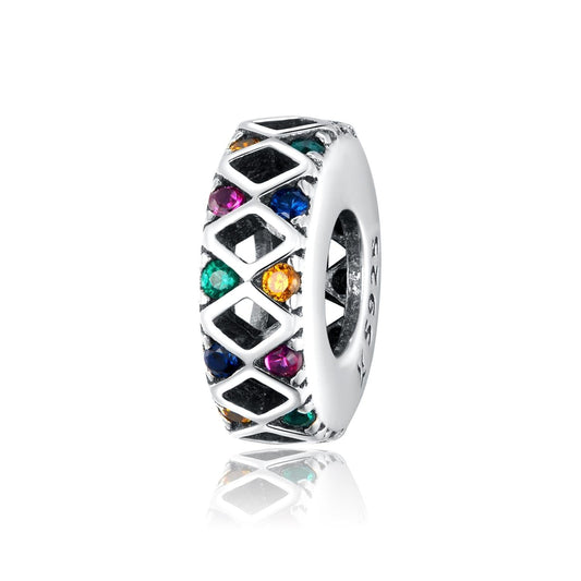 925 Sterling Silver Colorful Flag Beads For Diy Bracelets & Necklaces