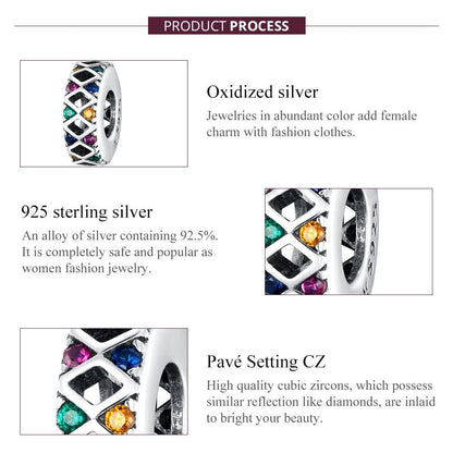 925 Sterling Silver Colorful Flag Beads For Diy Bracelets & Necklaces