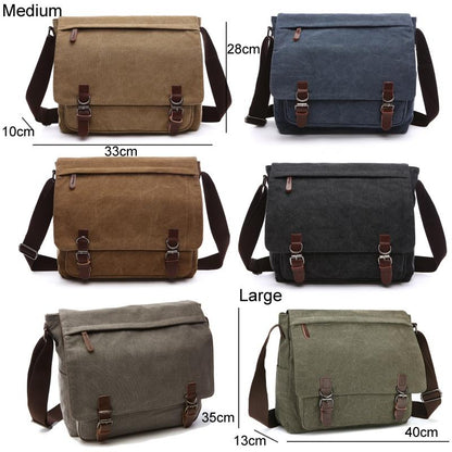 Green Canvas Business Messenger Bag Medium