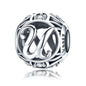 925 Sterling Silver Personalized Letter Beads For Diy Bracelets & Necklaces Style - U