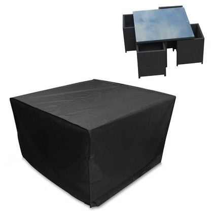 Outdoor Furniture Set Cover - Anti-Uv Waterproof Dust-Proof 210D Oxford Cloth Folding 126X126X74Cm Black