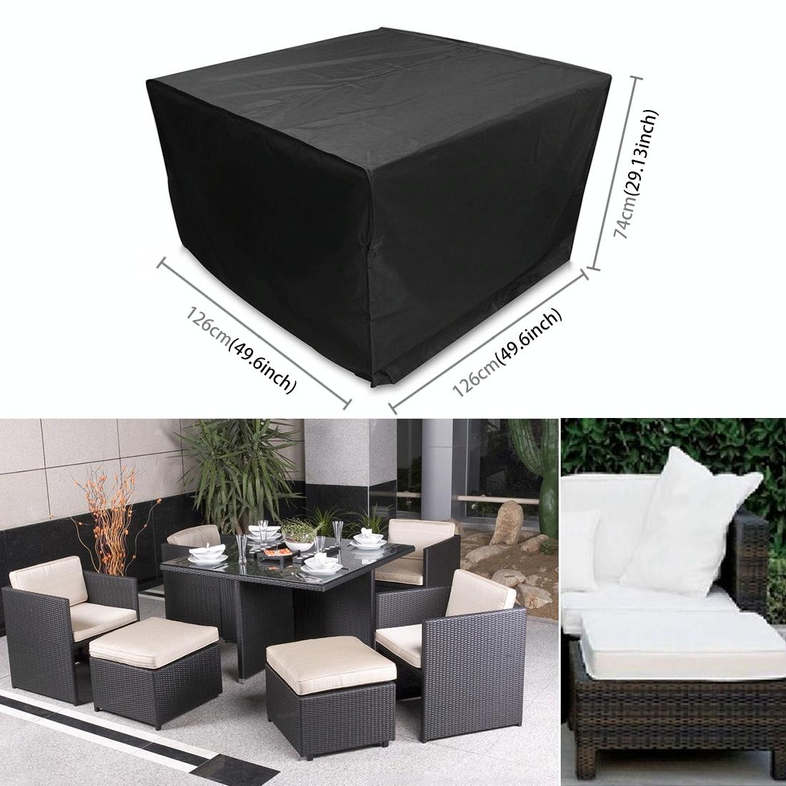 Outdoor Furniture Set Cover - Anti-Uv Waterproof Dust-Proof 210D Oxford Cloth Folding 126X126X74Cm Black