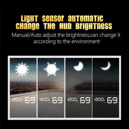 Virtual Hd Reflection Board Car Gps Hud Speed & Distance Display Over / Under Speed & Voltage Alarm Fatigue Driving - Green
