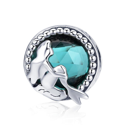 925 Sterling Silver Green Mermaid Beaded Bracelet Charms
