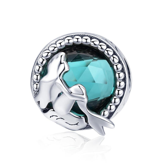 925 Sterling Silver Green Mermaid Beaded Bracelet Charms