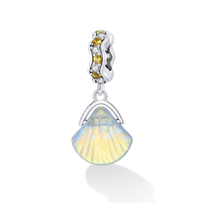 925 Sterling Silver Iridescent Shell Pendant For Diy Bracelet Or Necklace