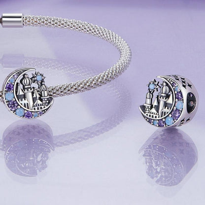 925 Sterling Silver Purple Moon Beaded Bracelet Accessory