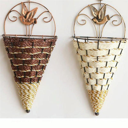 Rustic Hanging Rattan Vase For Farmhouse Decor