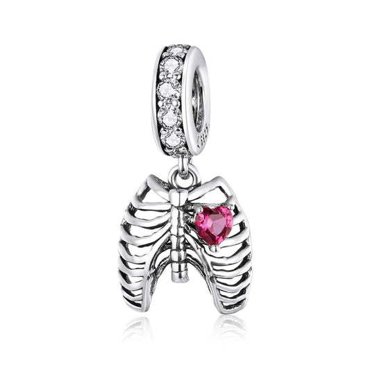 925 Sterling Silver Rib Pendant For Diy Bracelets