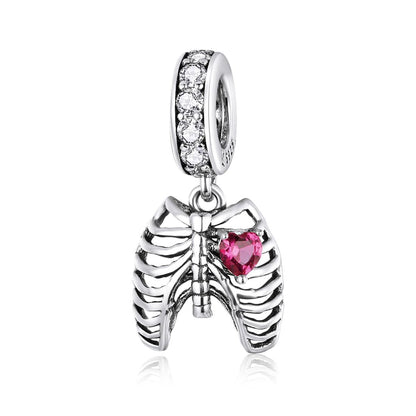 925 Sterling Silver Rib Pendant For Diy Bracelets