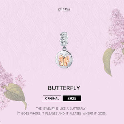 925 Sterling Silver Gold Butterfly Pendant For Diy Bracelets & Necklaces
